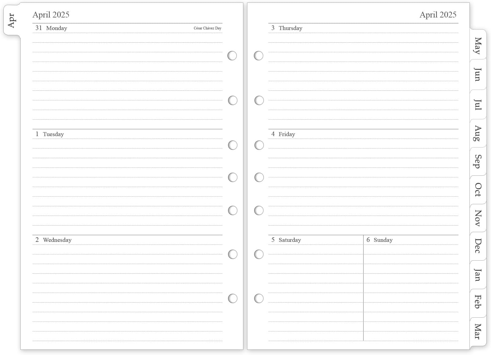 2025-2026 Weekly & Monthly Planner Refill, Planner Inserts with Monthly Tabs, Size 4, 5.5"x8.5", July 2025 - June 2026, 7-Hole Punched