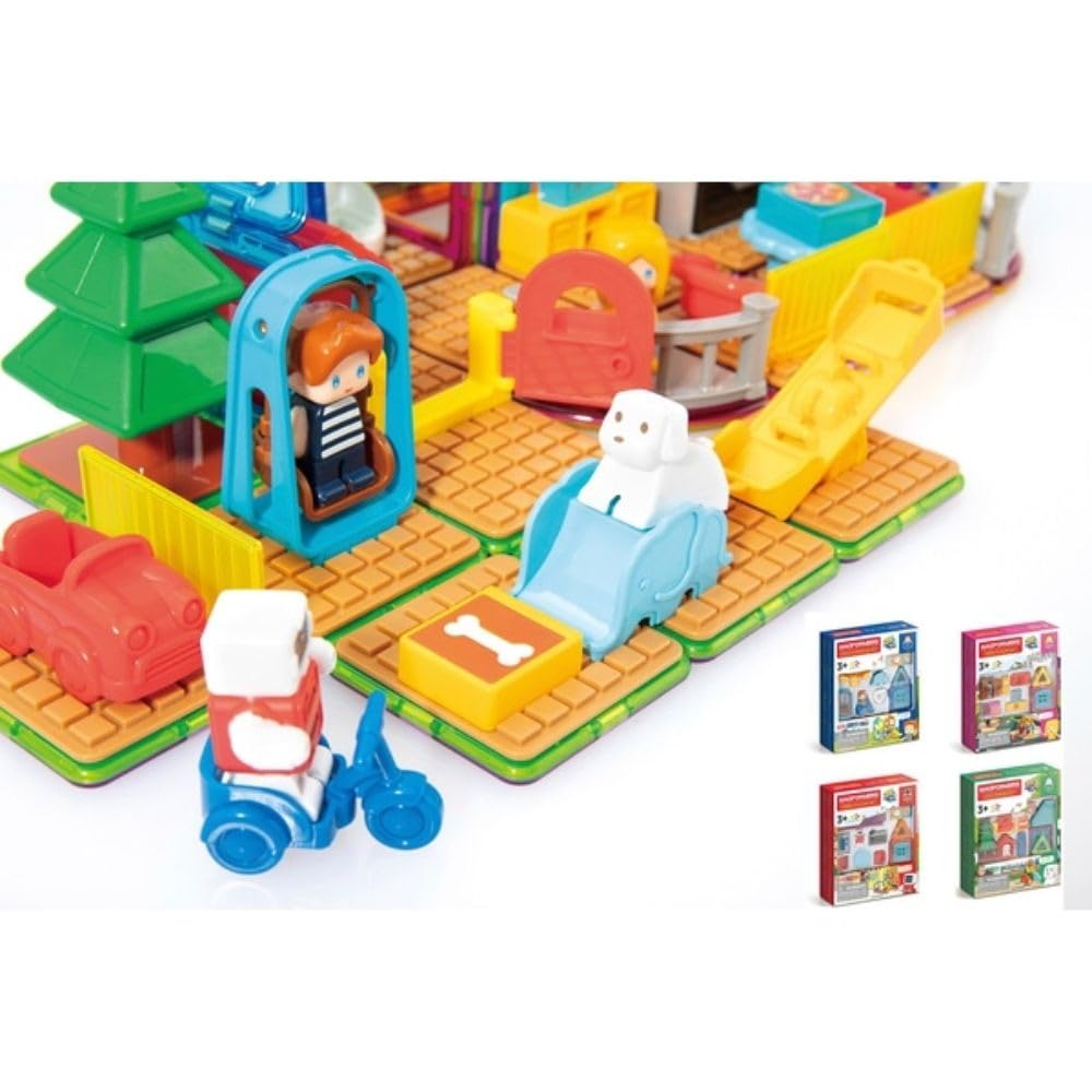 Magformers Milo's Mansion Set, Rainbow Colors, Educational Magnetic Geometric Shapes Tiles Building STEM Toy Set Ages 3+