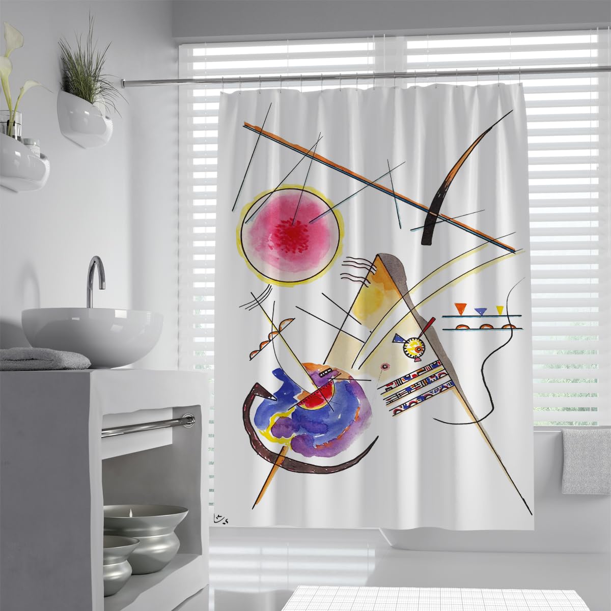 OLLIAR Home Medieval Modern Shower Curtains 240x180 Boho Abstract Geometry Retro Art Pattern Printed Waterproof Fabric Shower Curtain set with hooks