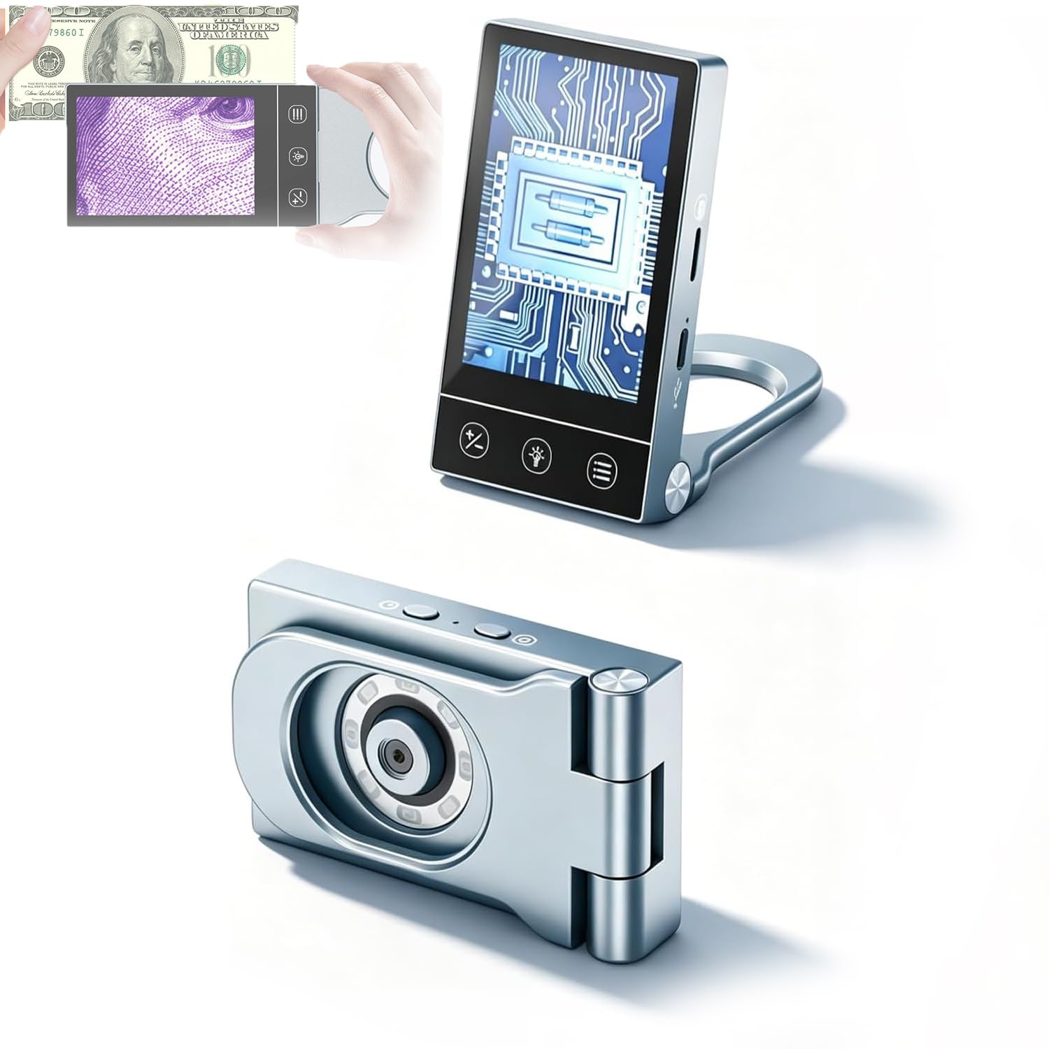Lupa Electrónica De 600x, Microscopio Óptico Plegable, 4 Niveles De Aumento, Cámara De 4 Megapíxeles, Tarjeta De hasta 64 GB, Pantalla Digital HD De 3,5", para Reparación, Inspección E