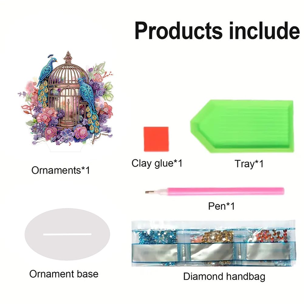 Cadeau Peinture Diamant Maison LYEAA Kit Peinture Diamant Vase D'Oiseaux & Fleurs – DIY 5D Diamond Painting Ornement Table Décoration Maison & Bureau