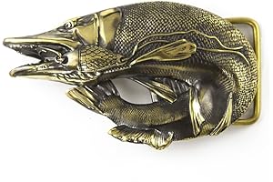Unique Handmade Fisherman Gift Trophy Fish Pike Solid Brass Belt Buckle