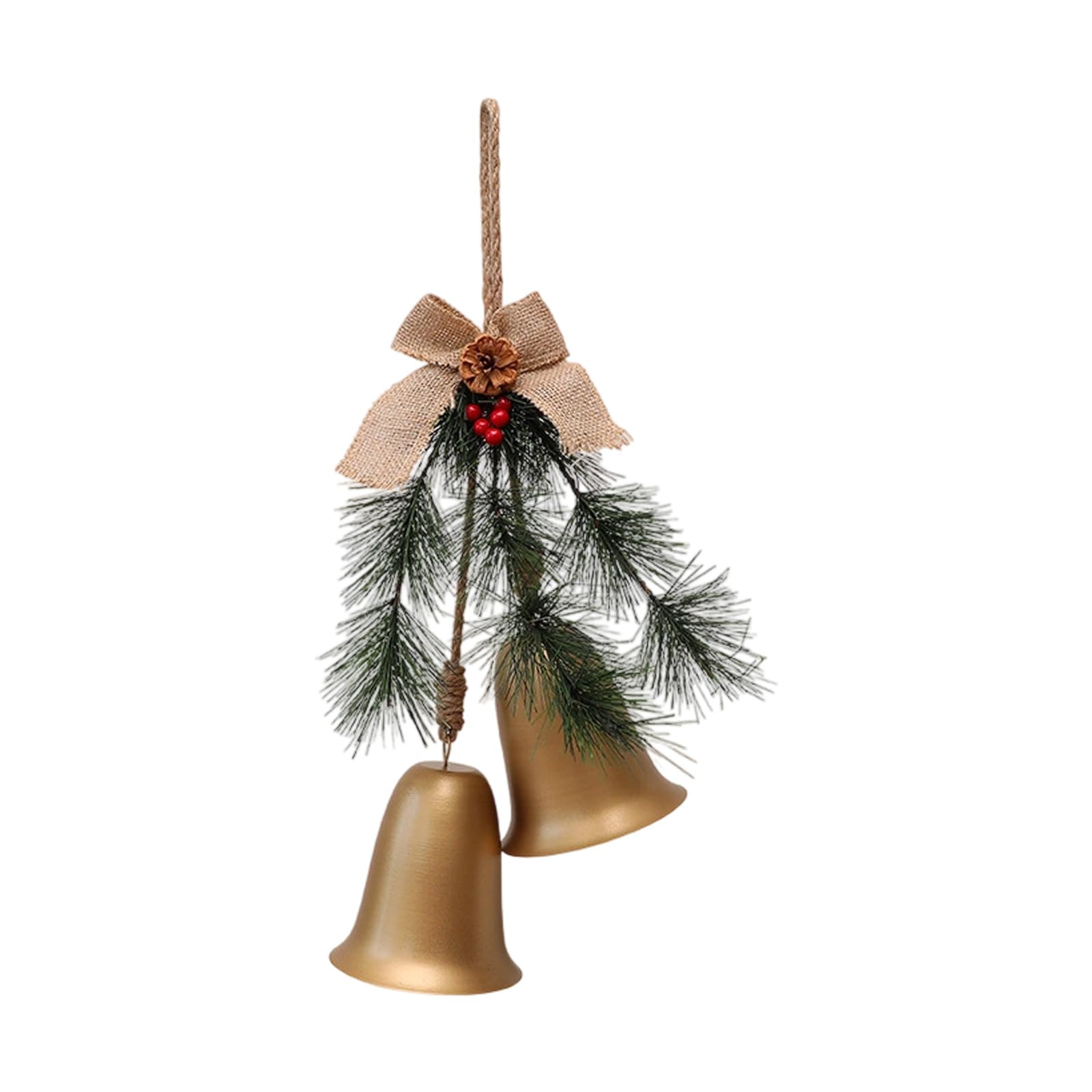 Large Rural Fashion Celebratory Toll Decoration with Rose Produce and Pine Leaves for Cyclical House Plant and Entryway Display 19.7 in Metal Craft Christmas Decoration Set Metal Rust Vintage Floral