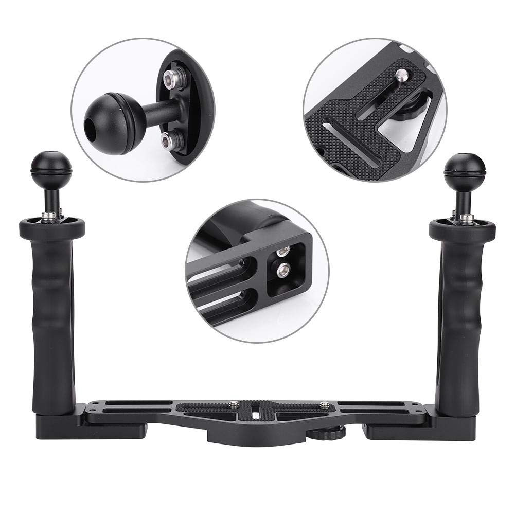 Dual Handheld Stabilisator Camera Unterwasser Handgriff Kamera Dual Handle Grip Unterwasserkamera Tray Aluminiumschale mit Zwei Griffen für Gehäusezubehör für Unterwasserkameras
