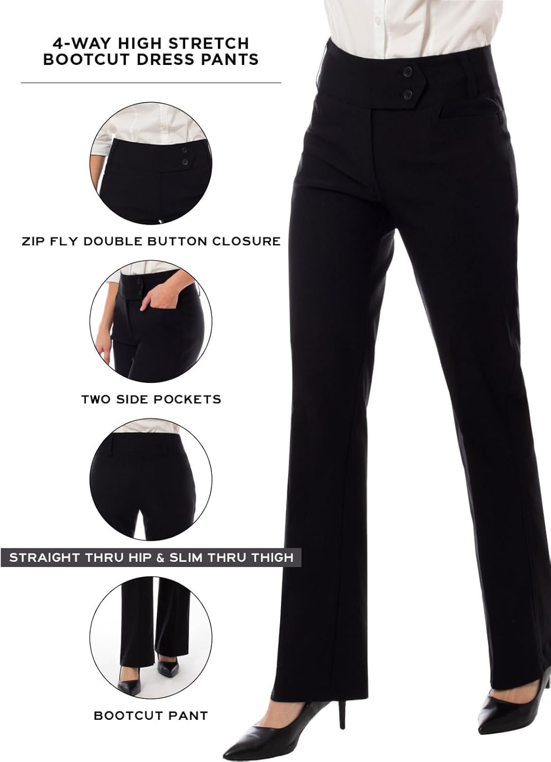 Design by Olivia Women's Ultra Stretch Comfy Millennium Bootcut Dress Pants Work Business Office Trousers - Image 5