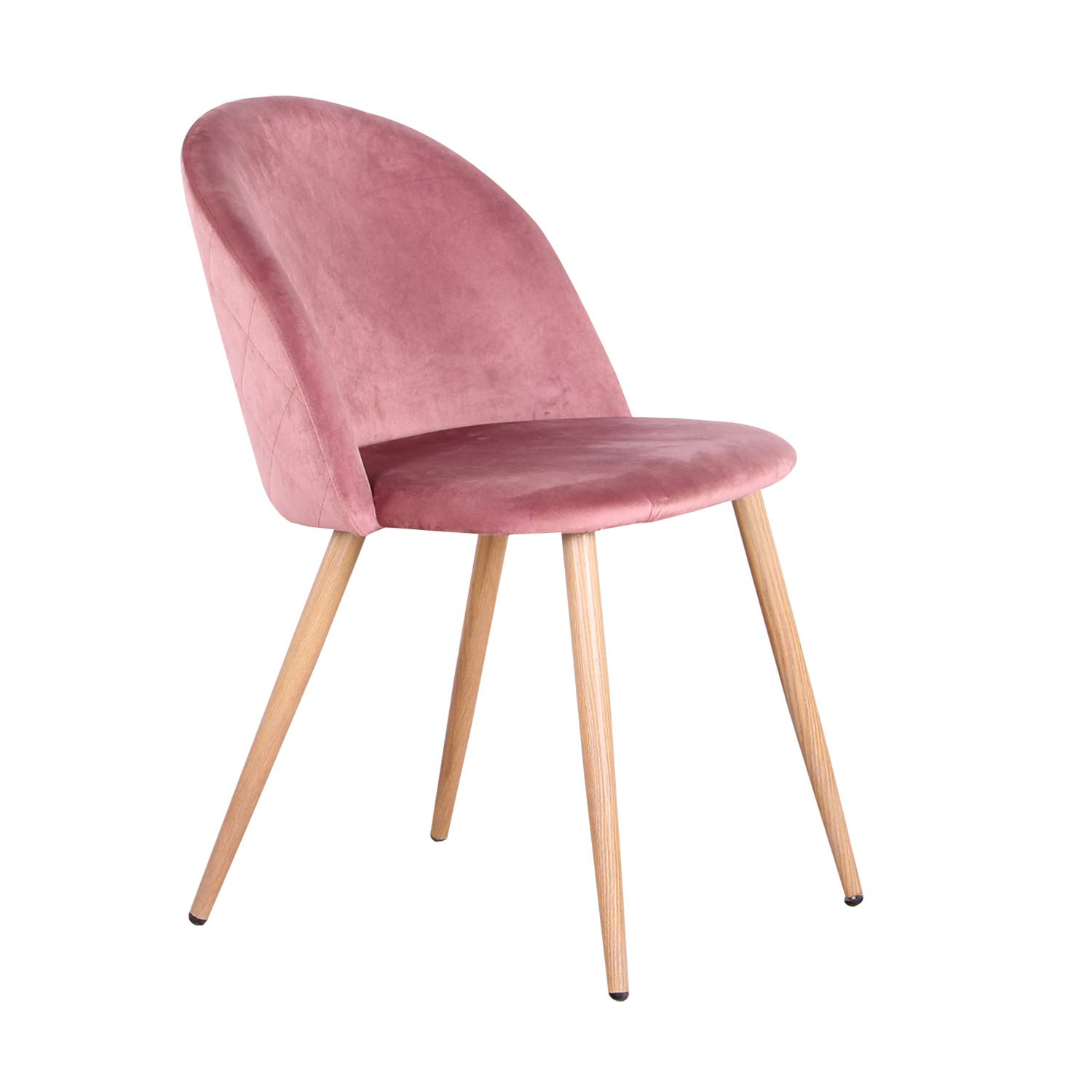 BenyLed Set di 2 Sedie Imbottite per Sala da Pranzo, con Schienale in Morbido Velluto e Gambe in Metallo Regolabili in Stile Legno, Rosa
