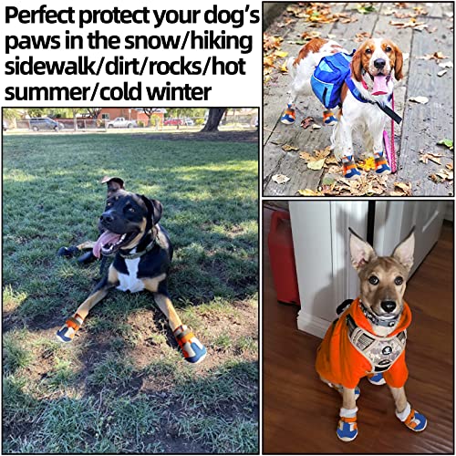 Dog Shoes For Large Dogs: Breathable Medium Dog Boots Paw Protector For Summer Hot Pavement Winter Snow, Outdoor Walking Dog Booties, Indoor Hardfloors Anti-Slip Sole Orange & Blue 4Pcs-Size 6 #TOP1