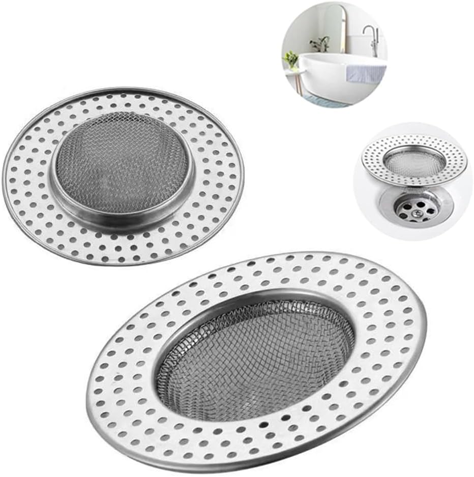 Bathtub Drain Hair Catcher, Fast Drain Shower Drain Hair Catcher, Stainless Steel Drain Protector for Bathroom Pop-up Drain, Kitchen and General Drain (4 PCS,Outer diameter 3.07in/Inner diameter 2in)