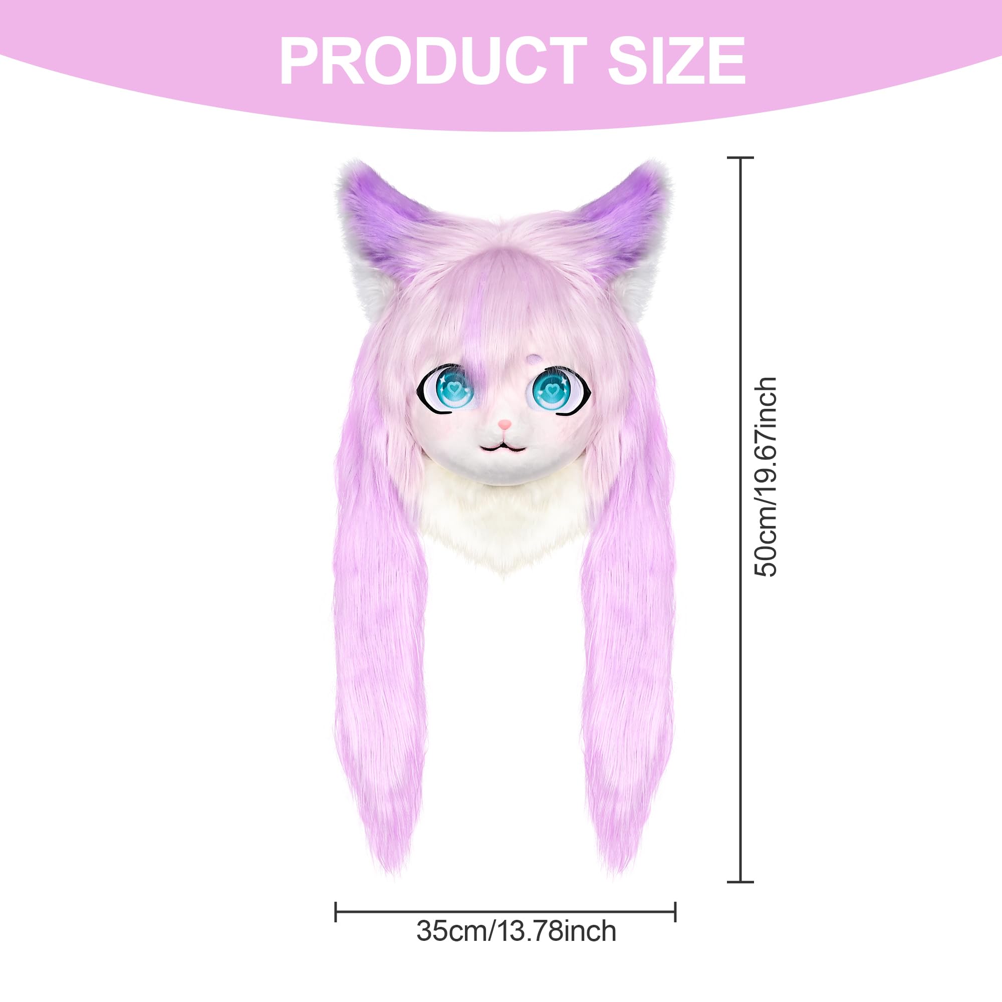 ZFKJERS Cosplay Fursuit Headgear Animal Head Cat Mask Halloween Masquerade Adults Costume Accessories Set (Purple) - Image 3