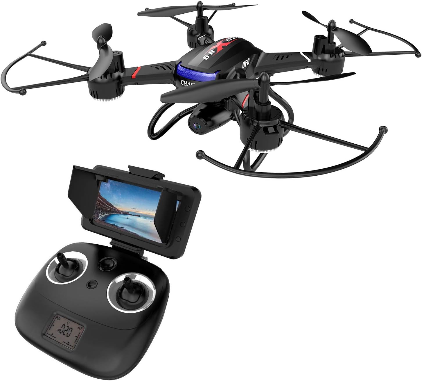 Holy Stone F181G Drone with Camera 5.8G FPV Live Video for Kids Beginners Adults Quadcopter with HD LCD Transmitter, RC Helicopter Airplane with Altitude Hold 3D Flip Headless Mode, Modular Battery
