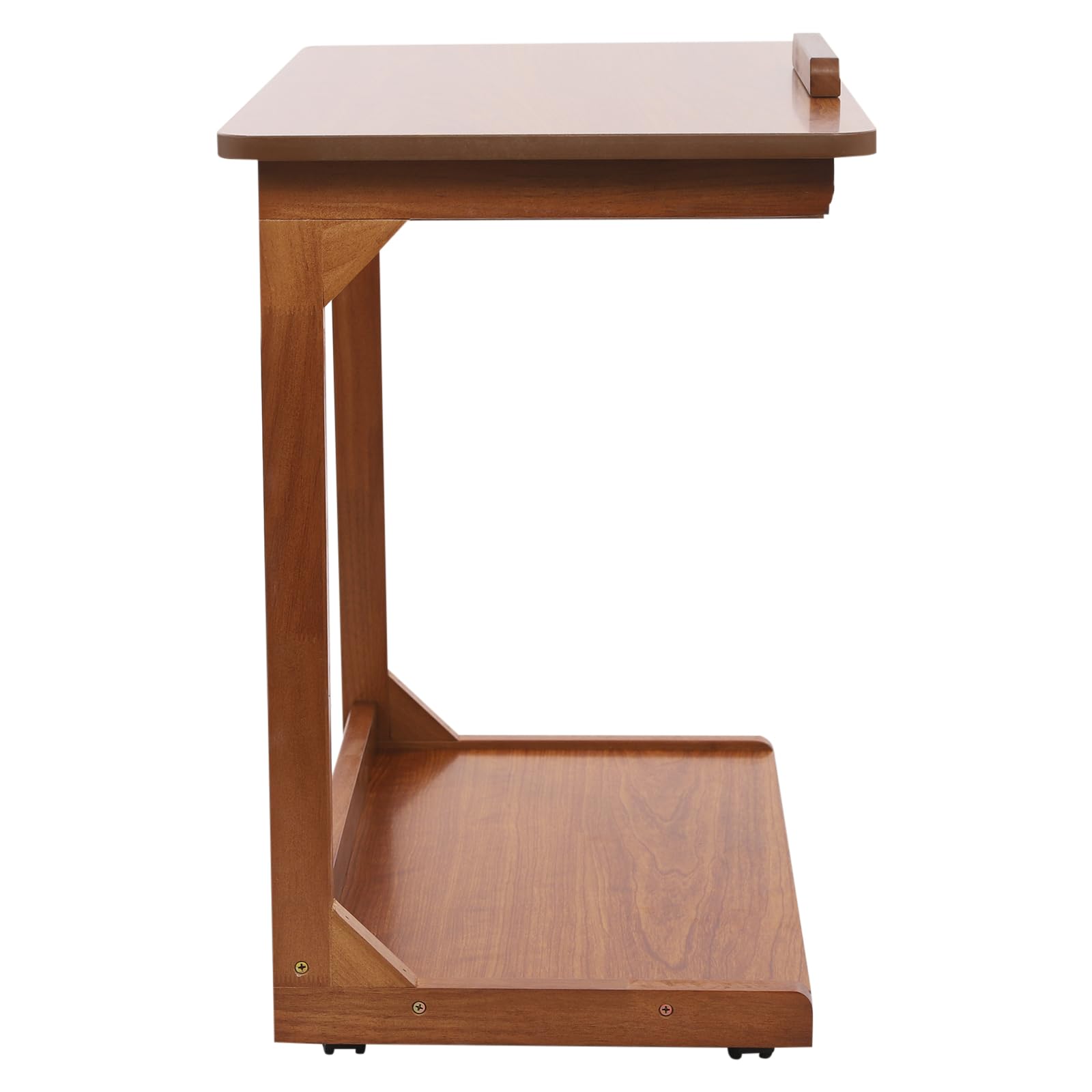Mesa auxiliar plegable en forma de C, mesita de noche, sofá, mesita auxiliar, mesa auxiliar para sofá, cama y oficina (nogal)