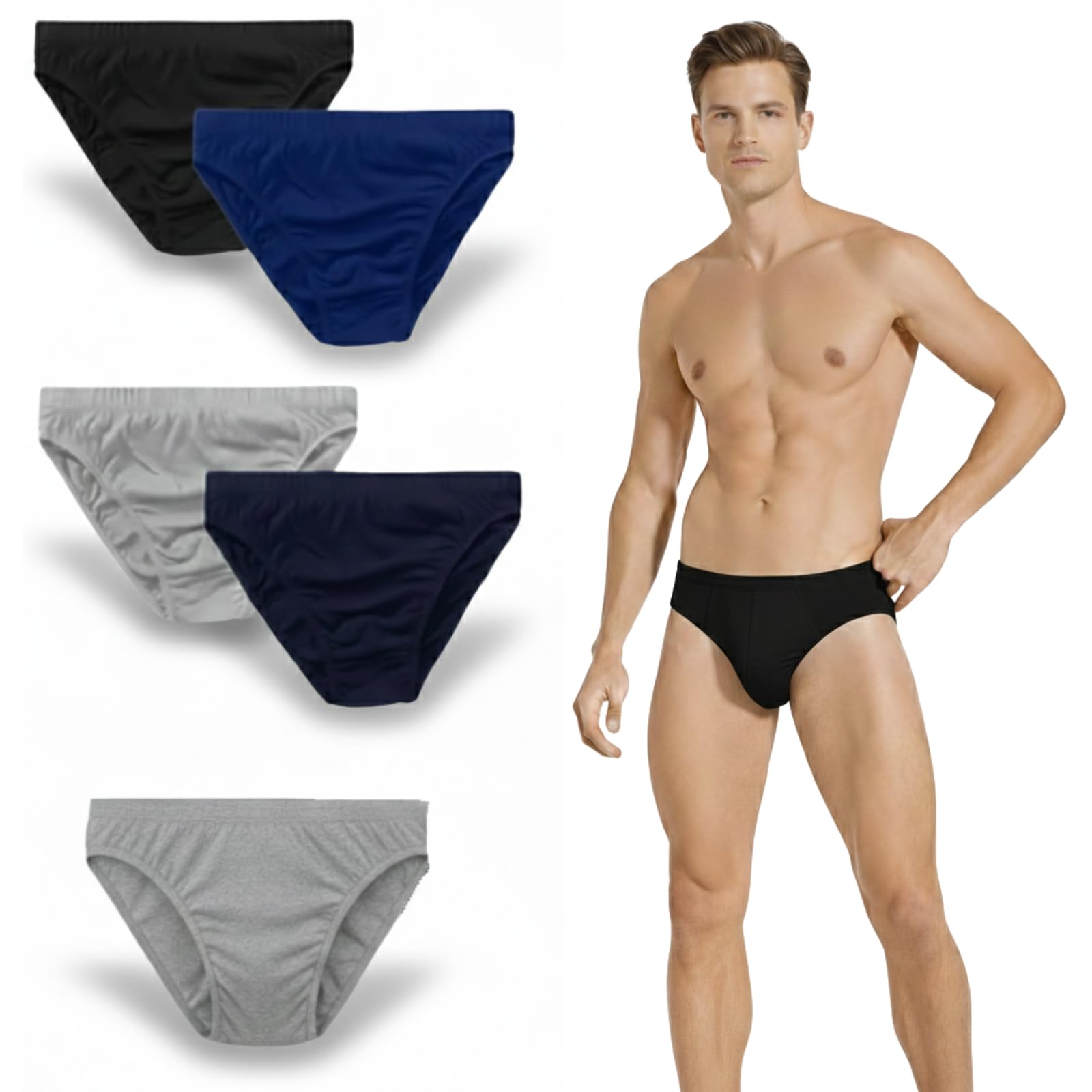 Trenzeo Men’s Briefs Underwear Pack of 6 – Soft Cotton Blend Mens Briefs Underwear, Breathable Sports Slips, Comfortable Underpants,Mens Cotton Briefs (UK, Alpha, 3XL, Regular, Regular, Assorted)