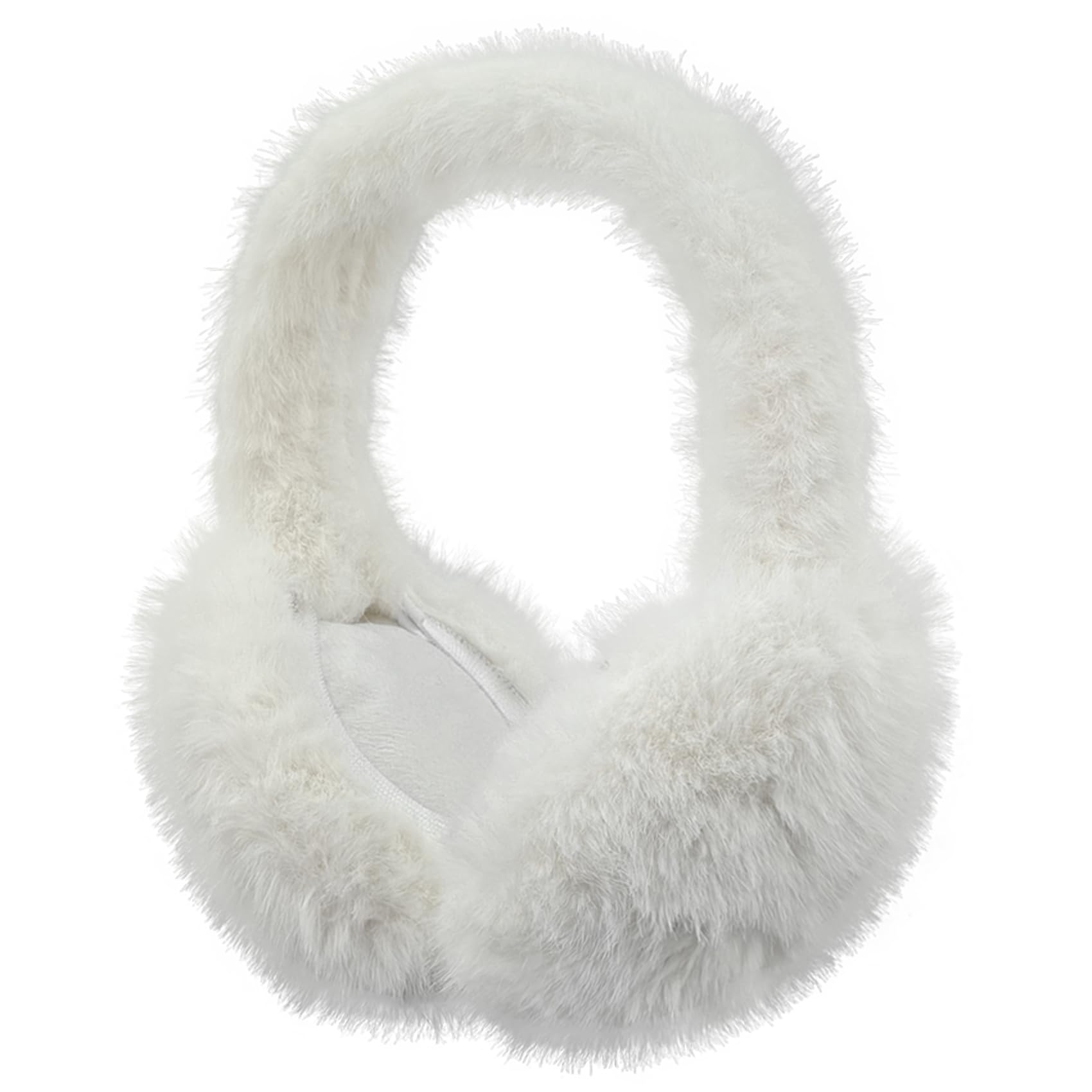 AUSUAYA Earmuffs, Furry Ear Muffs for Winter Ear Covers, Warm Plush Earmuffs IT-E-M2, White, One size