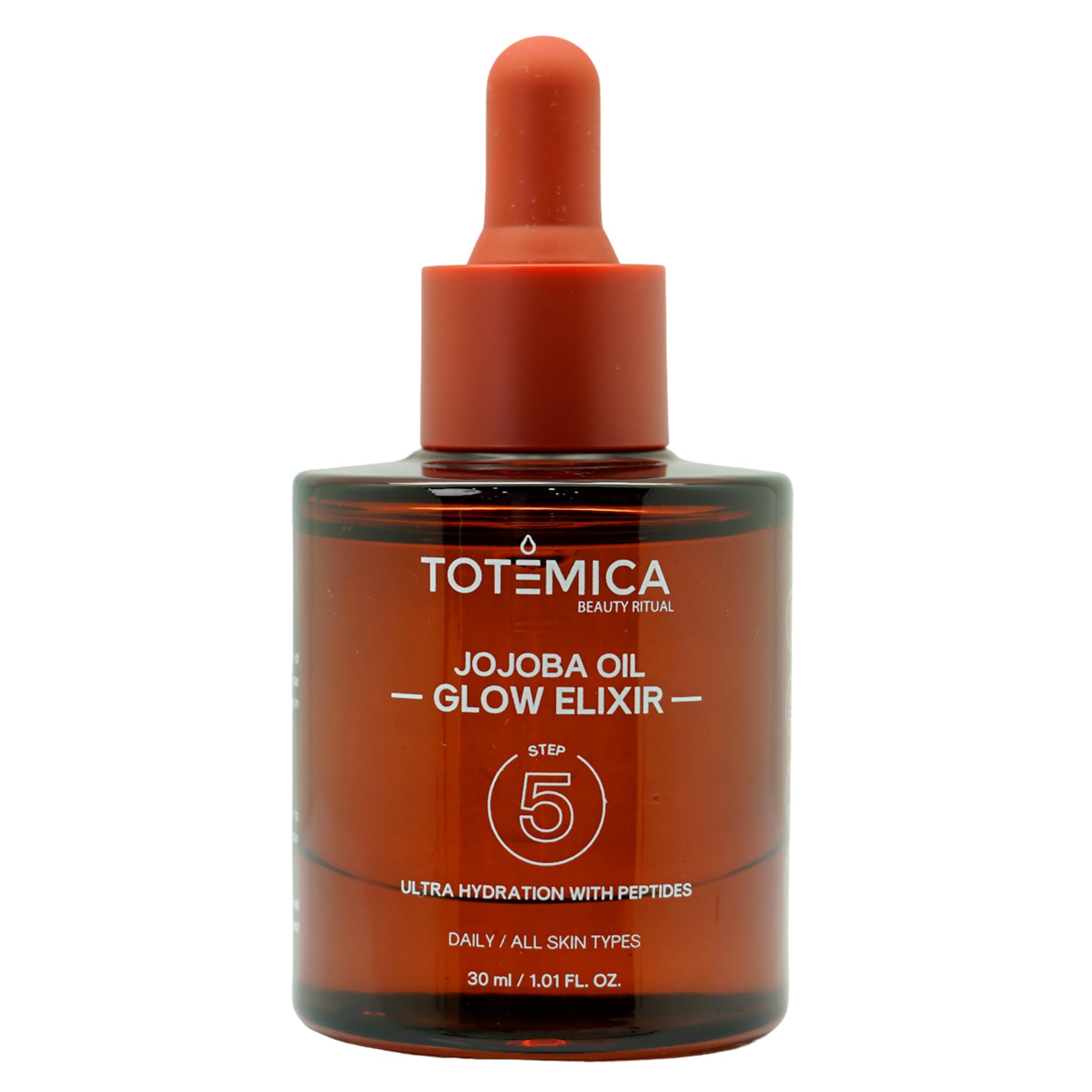TOTEMICA Organic Jojoba Oil Glow Elixir – Hydrating & Anti-Aging face oil with Peptides | Vegan & Non-Comedogenic facial oil & moisturizing body oil for skin oil & hair oil (1.01 Fl Oz)