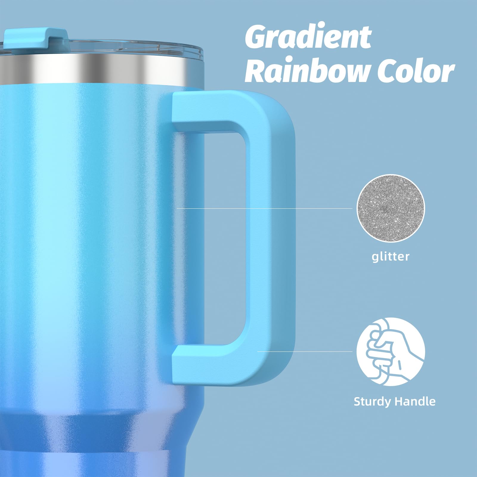 WATERSY Travel Mug Coffee Cup 30oz Tumbler Straw Lid and Handle - Image 2