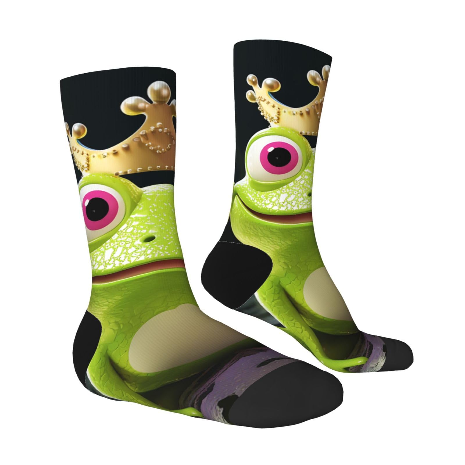 LZQPOEAS Crown frog Athletic Socks Unisex Cushioned Crew Socks Hiking Running Calf Sock Soft Above Ankle Sock
