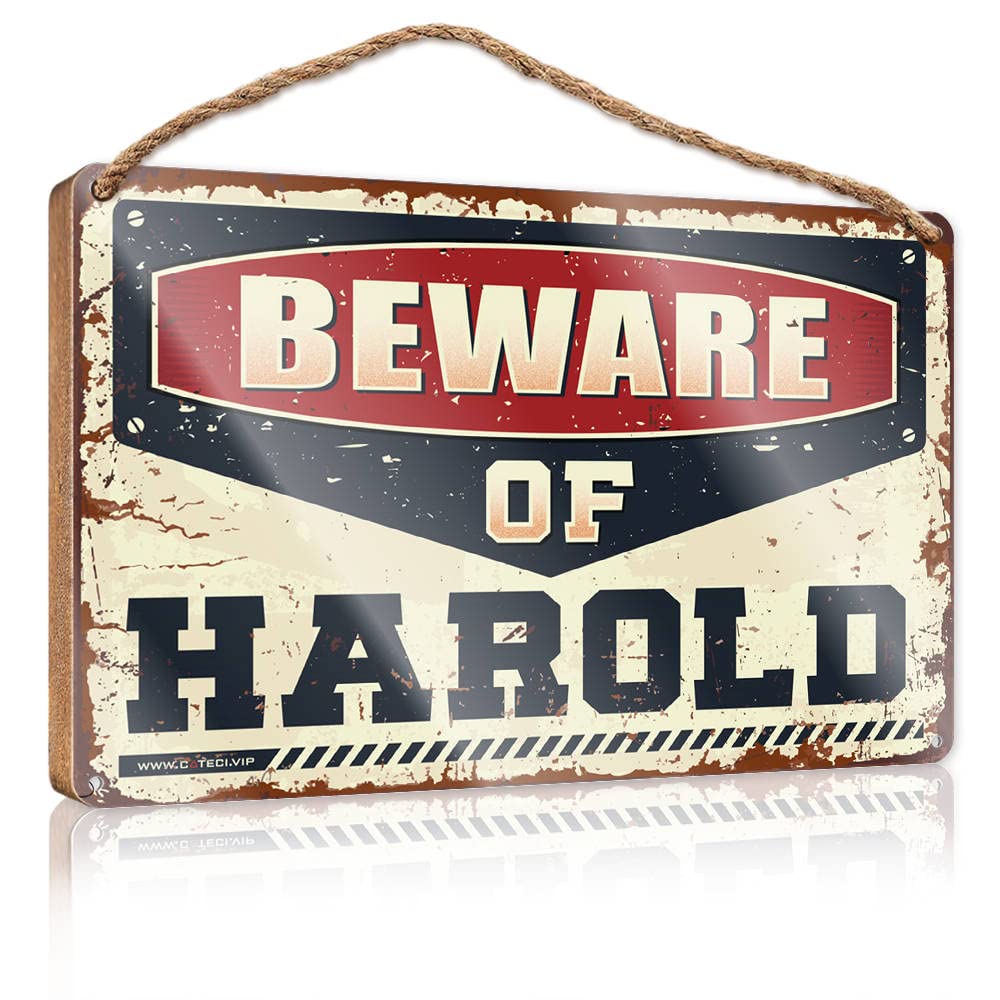 FZFN Wood Sign Decor Beware Of Harold Wooden Sign Hello Winter Sign Fall Front Porch Decorations(23X35CM)