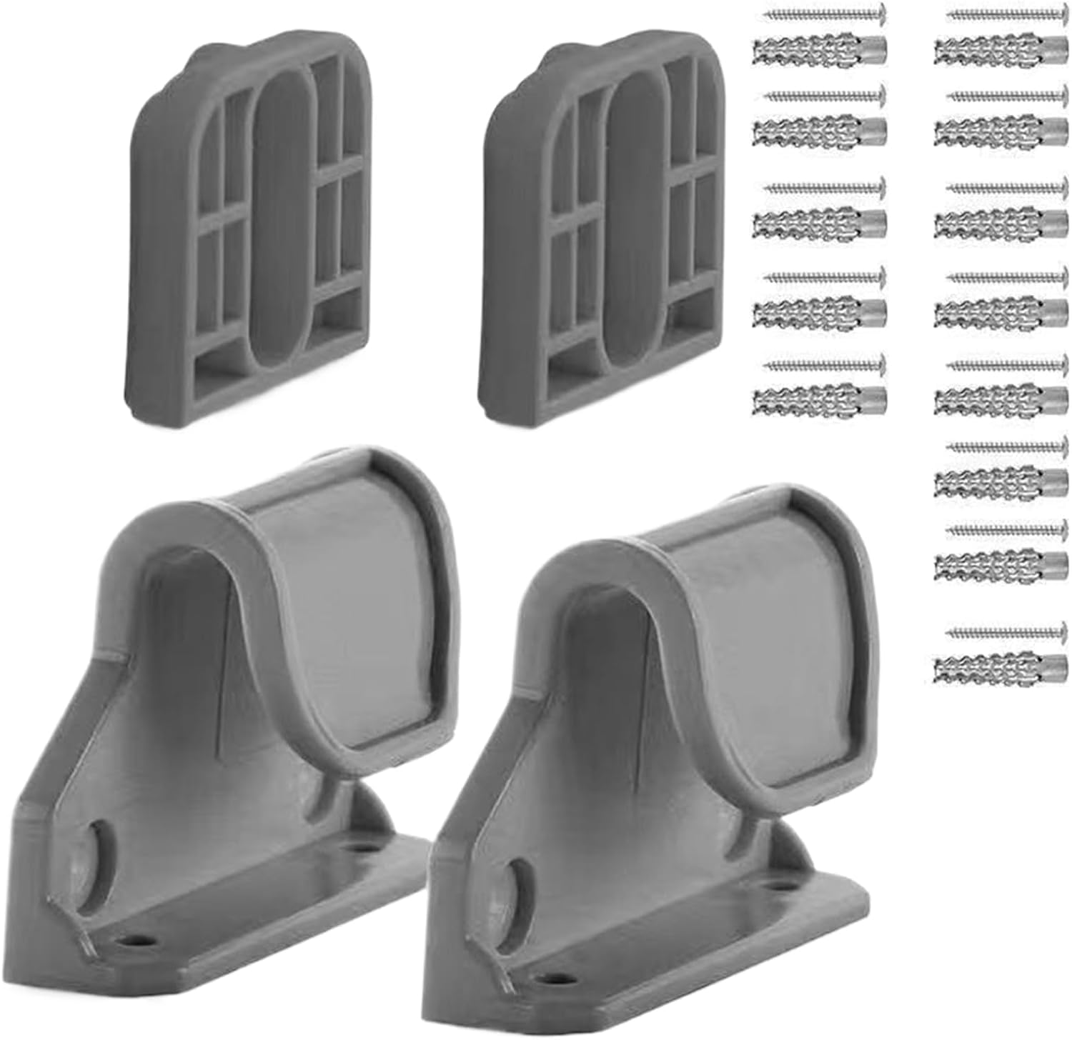 Retractable Baby Gate Replacement Parts Kit - Gray Polypropylene Hardware Set w/Extensions, Latches, Brackets & Screws (7x5x2cm) for Stairs/Nursery/Kitchen