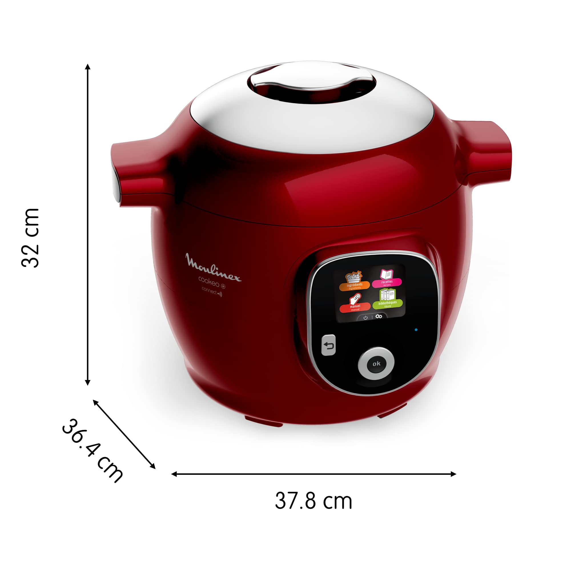 Moulinex Cookeo+ Connect Multicuiseur intelligent, Capacité 6 L, en nc, Cuisson haute pression, 6 modes de cuisson, Connection Bluetooth, 200 recettes intégrées, Application dédiée, Rouge CE86E510