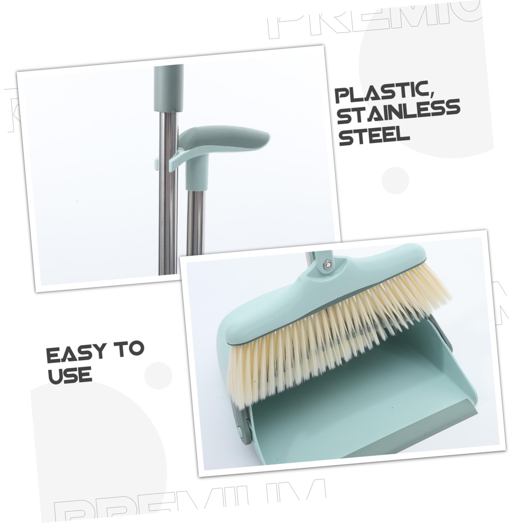 Escoba y Recogedor de Mango Largo Set de 2 Piezas Plástico y Acero Inoxidable Limpieza Efectiva para Hogar Fácil Debajo de Muebles
