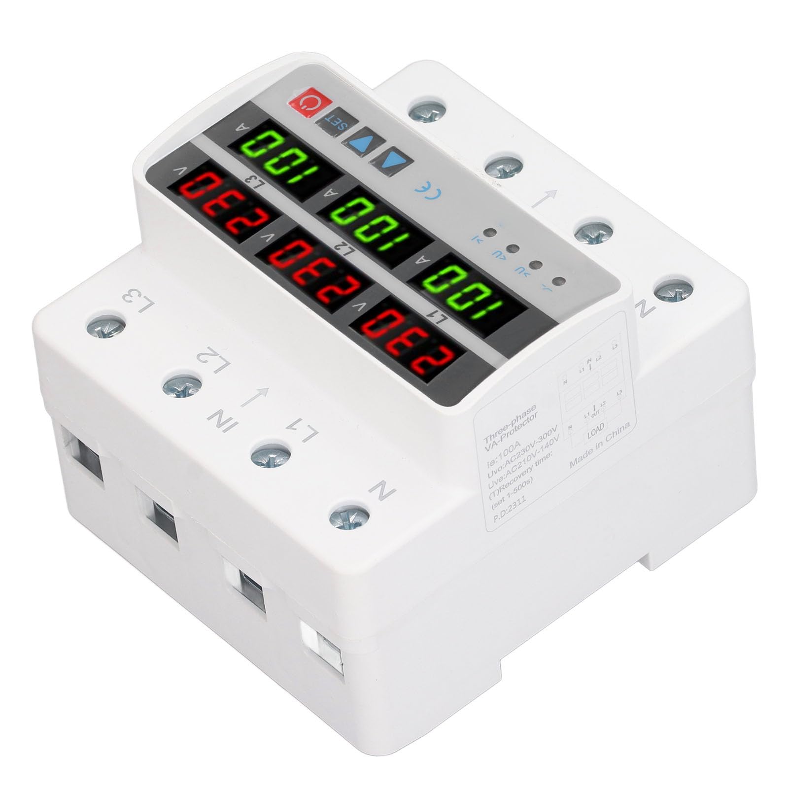 Karlak 3 Fazowy Szyn DIN Ochronnik Napięcia 100A AC220V/380V
