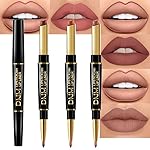 evpct 3Pcs Chestnut Nude Brown Matte Lip Liner and Lipstick Combo Set Kit for Women Antique Rose Magic Lipstick 24 Hours Original Lip Liner Makeup Stain Long Lasting Waterproof Smudge Proof labial