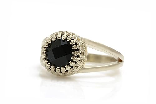 Miniatura 6 de Decorative Black Onyx Ring - Intricate Rose Gold Ring - Classic Gemstone Ring, Fashion Ring, Anniversary Ring, Princess Ring, Cute Rings for Women -