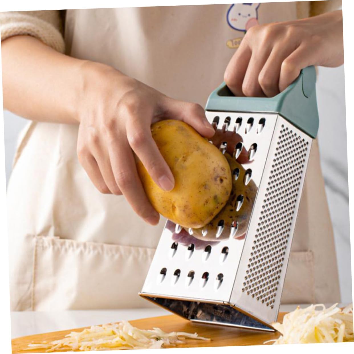 Unomor Side Stainless Steel Cheese Grater Potato Chip Slicer Multipurpose Box Grater for Kitchen