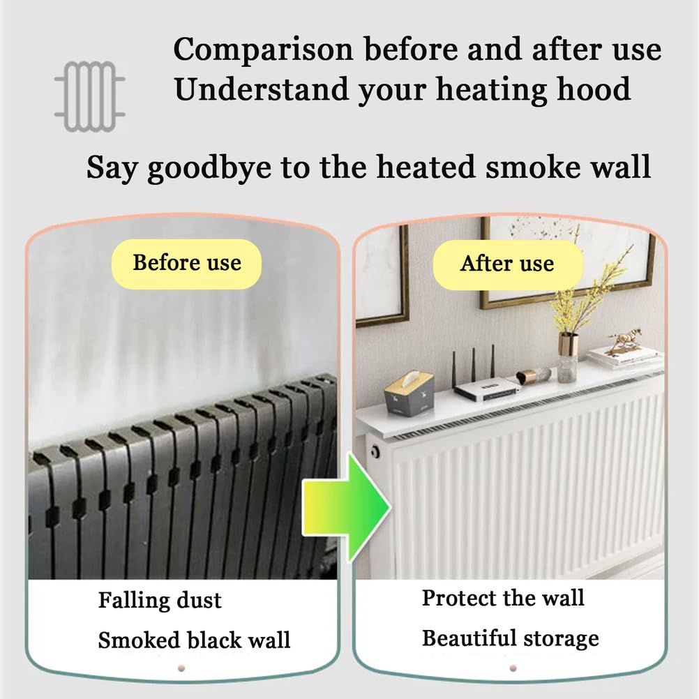 Antipolvere Antifumo Mensola sopra Mensola sopra Termosifone, Bianco Mensola Termosifone, Lega di Alluminio Copritermosifone, Senza Foratura Easy Fit,70cm