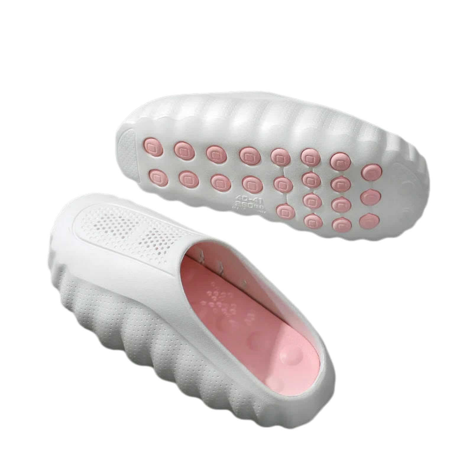 WANGSHUO Sommer Hausschuhe Unisex Hohle Massage Clogs, Atmungsaktive rutschfeste Eva Rutschen, Dusche Garten Strand Indoor Outdoor Casual Pantoffeln Für Männer Frauen-white-42-43