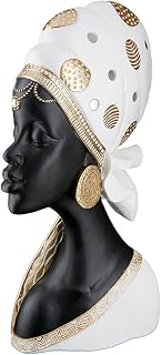 GILDE Figur Mara - Höhe 41 cm - Afrikanische Frau aus Kunstharz - Creme, schwarz - Deko - Skulptur - Wohnaccessoire - Geschenkidee - Wohnzimmer