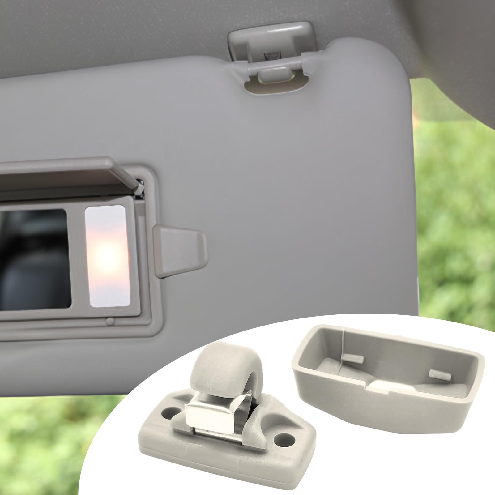 2 sztuki klipsów do osłony przeciwsłonecznej, uchwyt do osłony przeciwsłonecznej, kolor szary, do VW Caddy, Golf Mk4, Sharan, Passat Polo, Amarok, Transporter, T5, Touran, Seat, Ibiza, Leon, Skoda