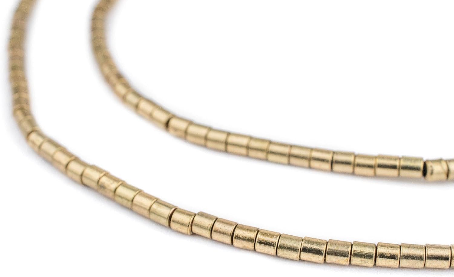 The Bead Chest Brass 3mm Tube Beads, Full Strand of Quality Metal Spacers for DIY Jewelry Design
