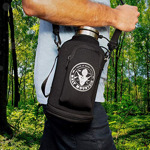 Malt Mountain Insulated Beer Growler, 64 oz, Double-Wall Stainless Steel, with Travel Bag - Vacuum Sealed Growlers for Cold Beer - 24 Hour Temperature and Carbonation - Drink Canister Jugs for Camping