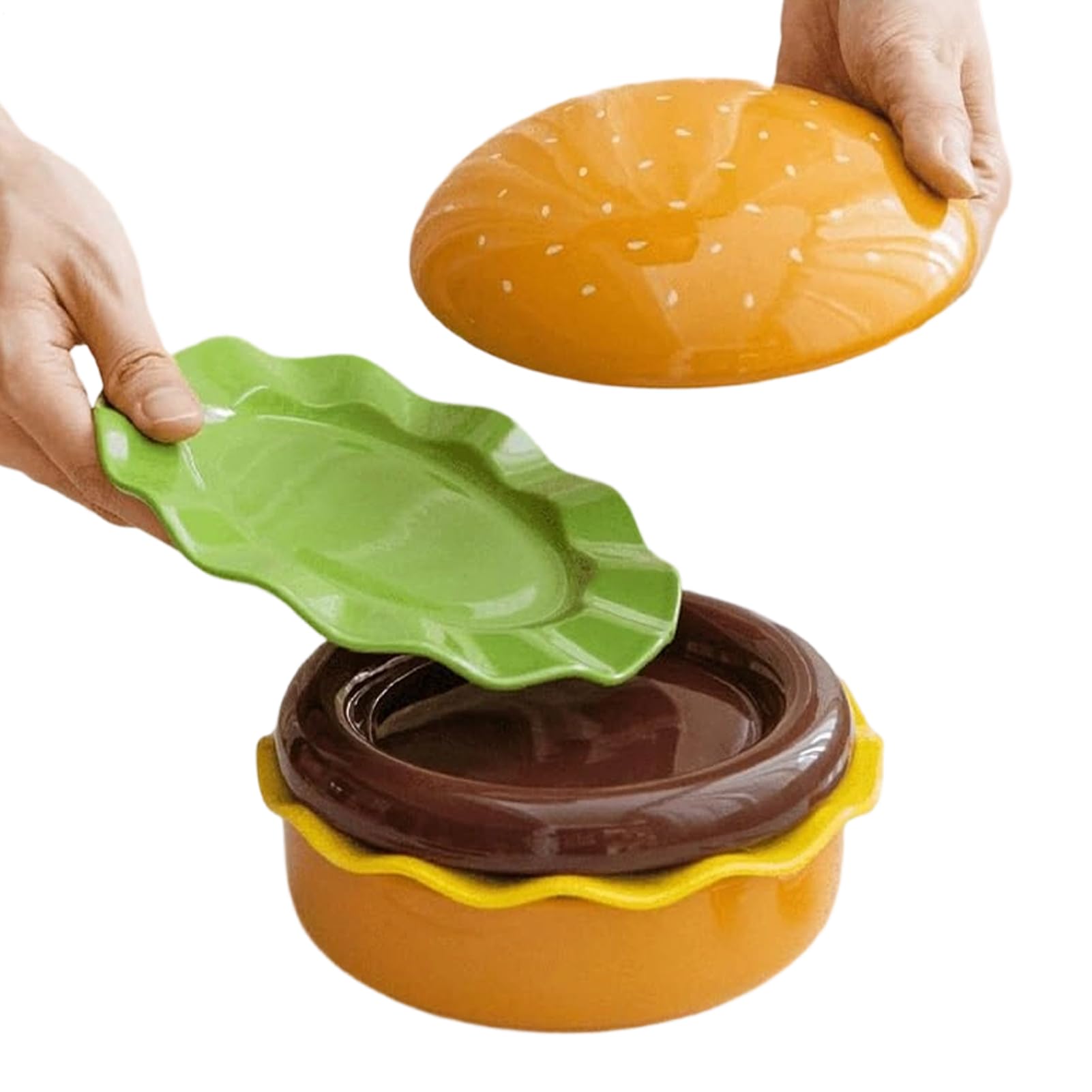 Platos de hamburguesa Cuencos Cerámicos Apilables Divertidos | Set de vajilla, cuencos y platos para hogar, cocina, restaurante, camping, picnic, , cumpleaños, comida, sushi, comida