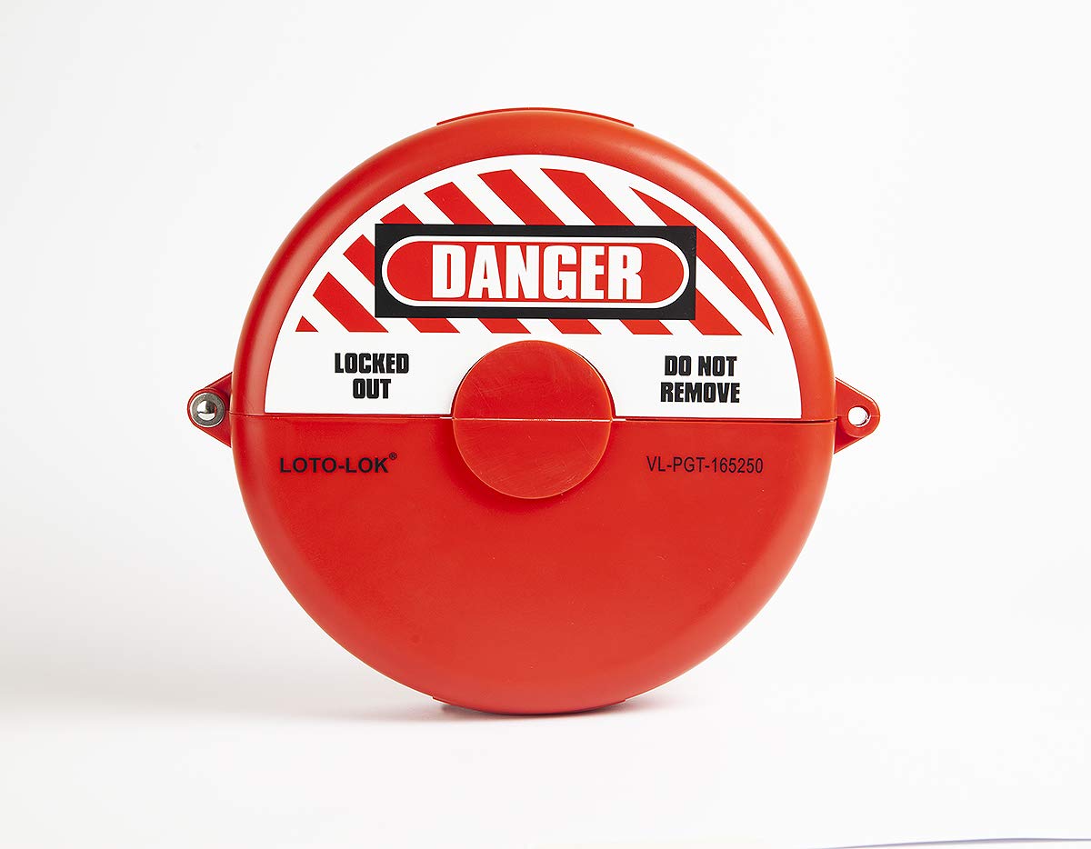 LOTO-LOKValve Lockout - Pack of 2 Gate valve lockout- PREMIER. Locks Wheel Valves dia. between 165mm-250mm Color: Red. (VL-PGT-165250)