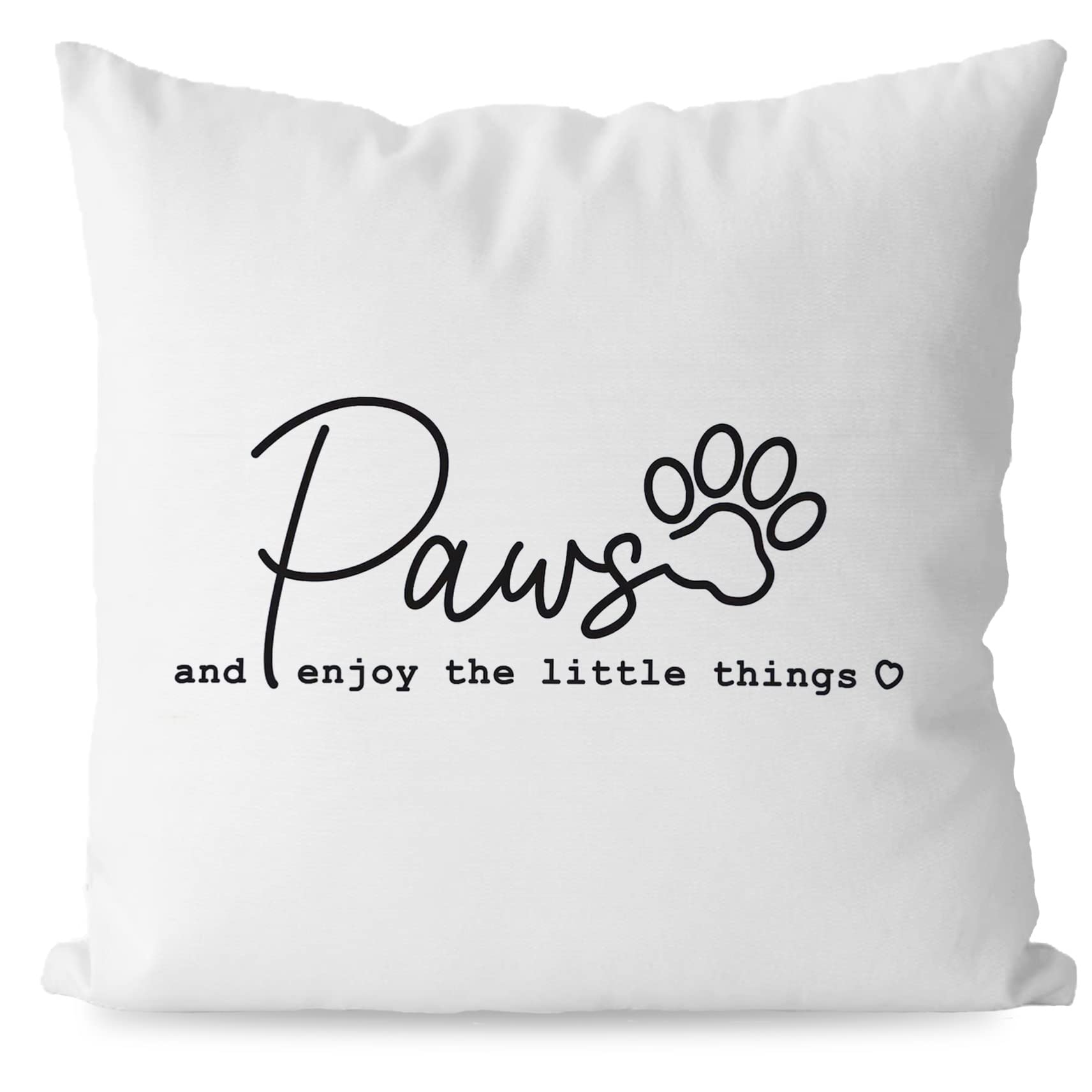 KEUSPI Positive Dog Saying Enjoy The Little Things Decor Decorative Pillowcase Throw Pillow Cover 18x18 Inch Motivational Quote