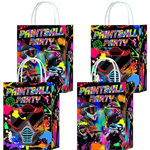 Tyndallrays Sacos de presente de paintball de 16 peças com alças – artigos de festa de aniversário, lanches de presente, doces, lembrancinhas de festa para crianças e adultos decorações temáticas