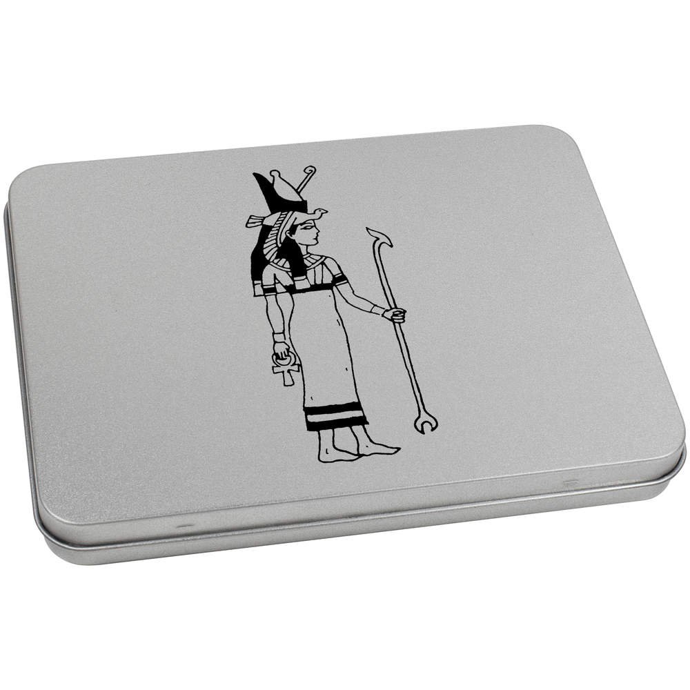 Azeeda 170mm 'Beautiful Egyptian Goddess' Metal Hinged Tin/Storage Box (TT00073713)