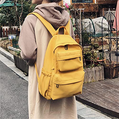 Mochila escolar juvenil casual impermeable de nylon sólido resistente 5