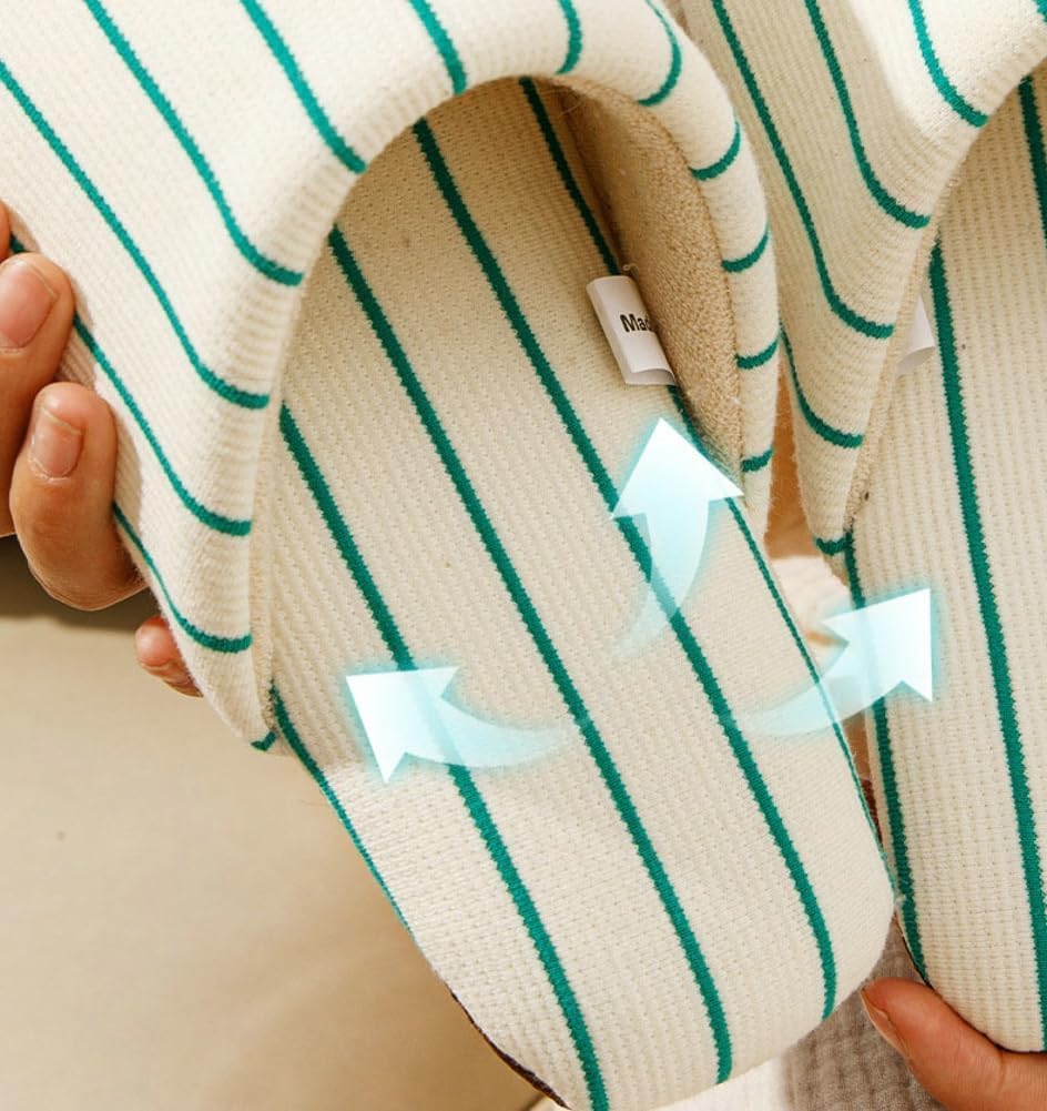 Epsion Linen Slippers for Women Japanese Style House Shoes Fleece Lining Soft Sole Anti-Skid - Image 5