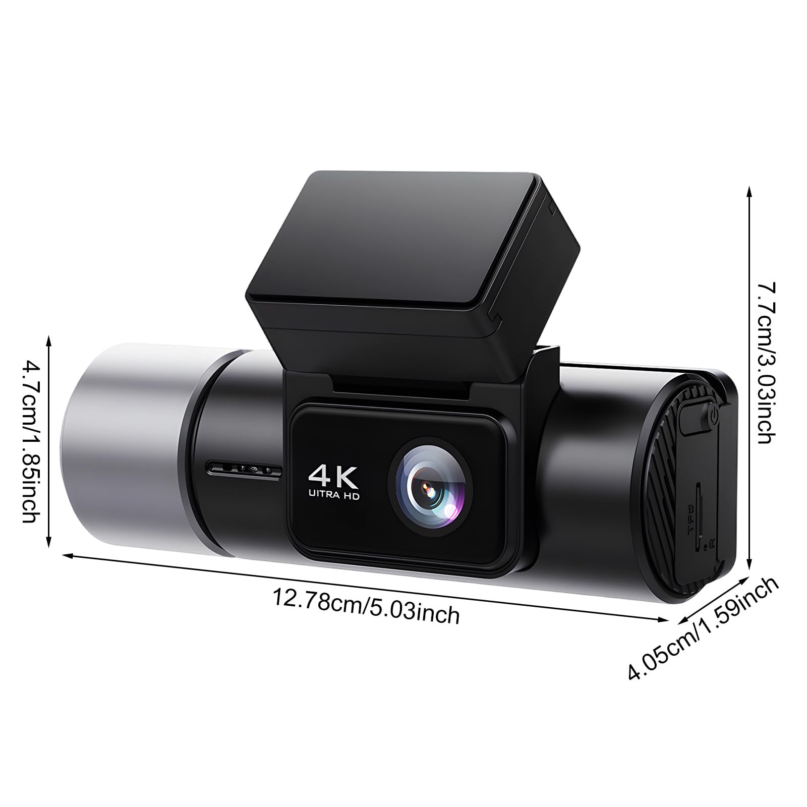 Telecamera da cruscotto 4K con triplo obiettivo, 5,8 GHz/2,4 GHz, Wi-Fi dual-band | Dash cam compatibile con GPS fino a 256 GB