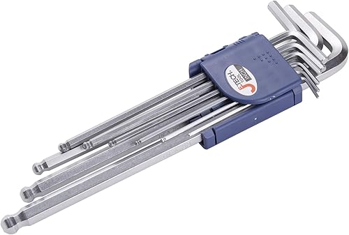 Jetech Juego de llaves Allen de 9 piezas de llave hexagonal duradera con extremo de bola, tamaño métrico y estándar juego de llaves Allen de brazo