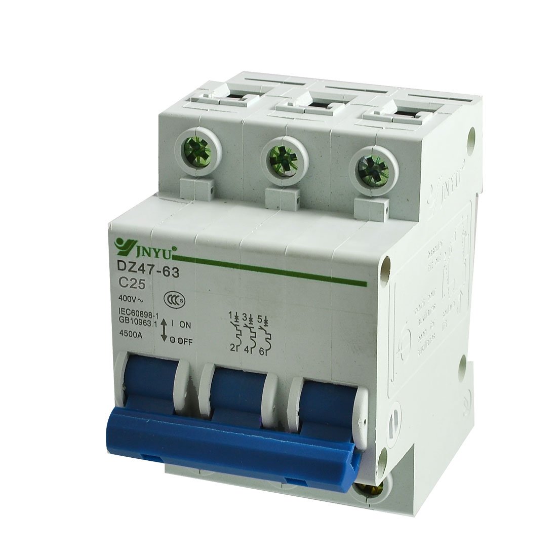Mini disjoncteur électrique 25A 3P DZ47-63 C25 tripolaire rail DIN
