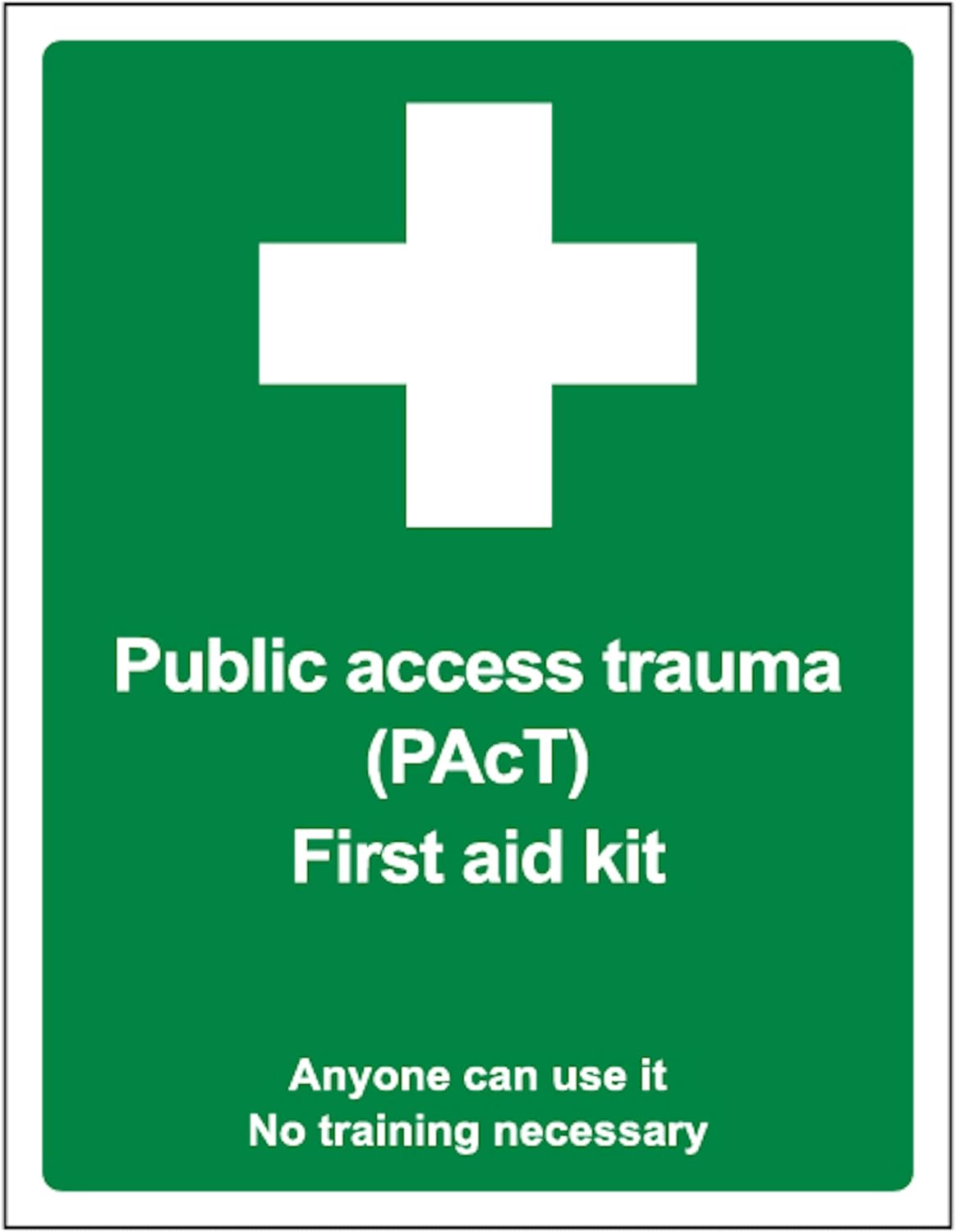 V Safety Public Access Trauma First Aid Kit – Approved By Counter Terror Bodies 300 x 400 mm - Self Adhesive Vinyl Safety Sign