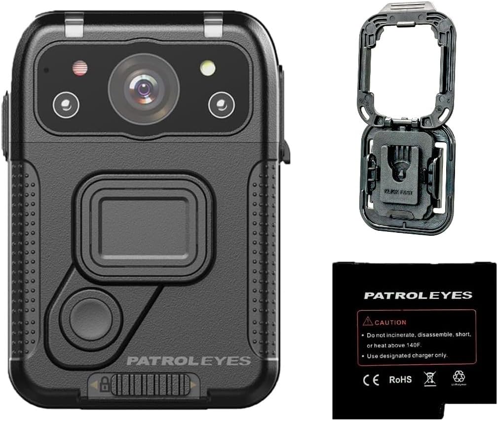 IRIS 2K GPS Touch Screen HD WiFi 128GB 8 Hour Battery Police Body Camera with klick Fast Liteweight Clamp Mount and Extra Removeable Battery