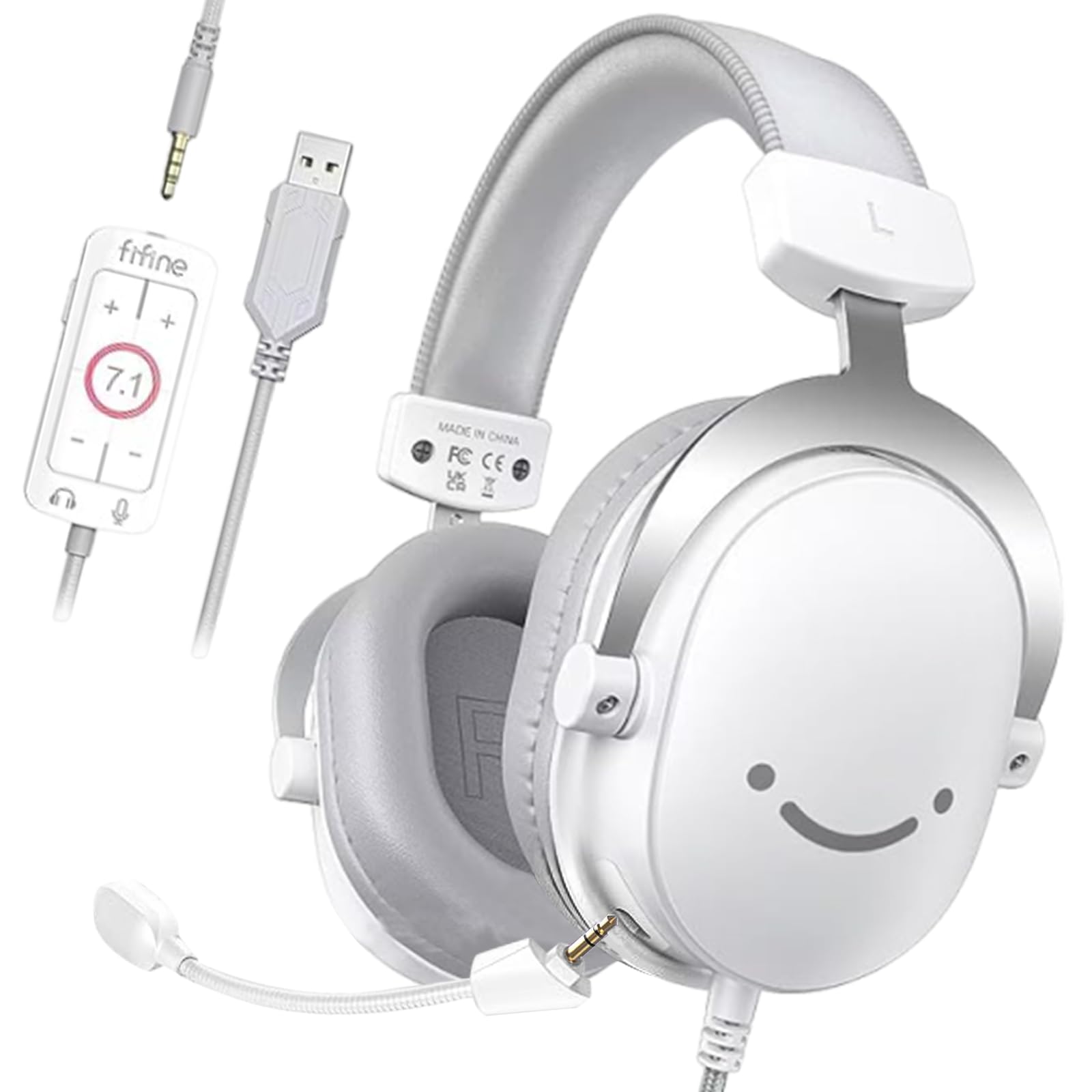 FIFINE Auriculares con Cable y Microfono, Over Ear Auriculares Gaming PC PS4 PS5 Xbox Switch con 7.1 Sonido Envolvente, Almohadillas Blandas para Los Oídos