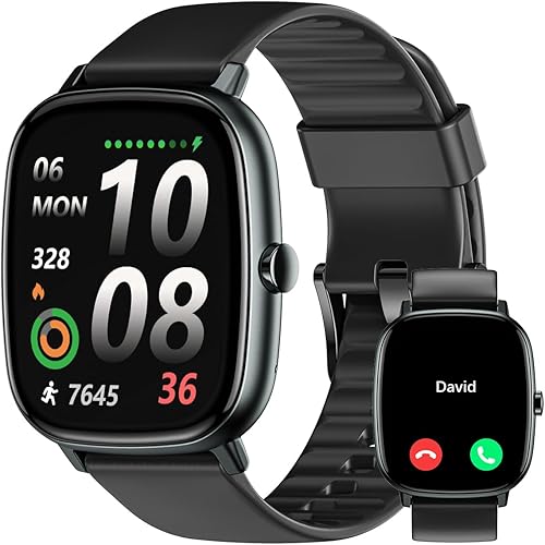 Smart Watches for Men Women with GPS Built-in, Answer/Make Calls, 1.95" Smartwatch for iPhone/Android Phones, Fitness Watch with Heart Rate/Sleep Monitor 100+ Sports Modes IP68 Waterproof (Black)