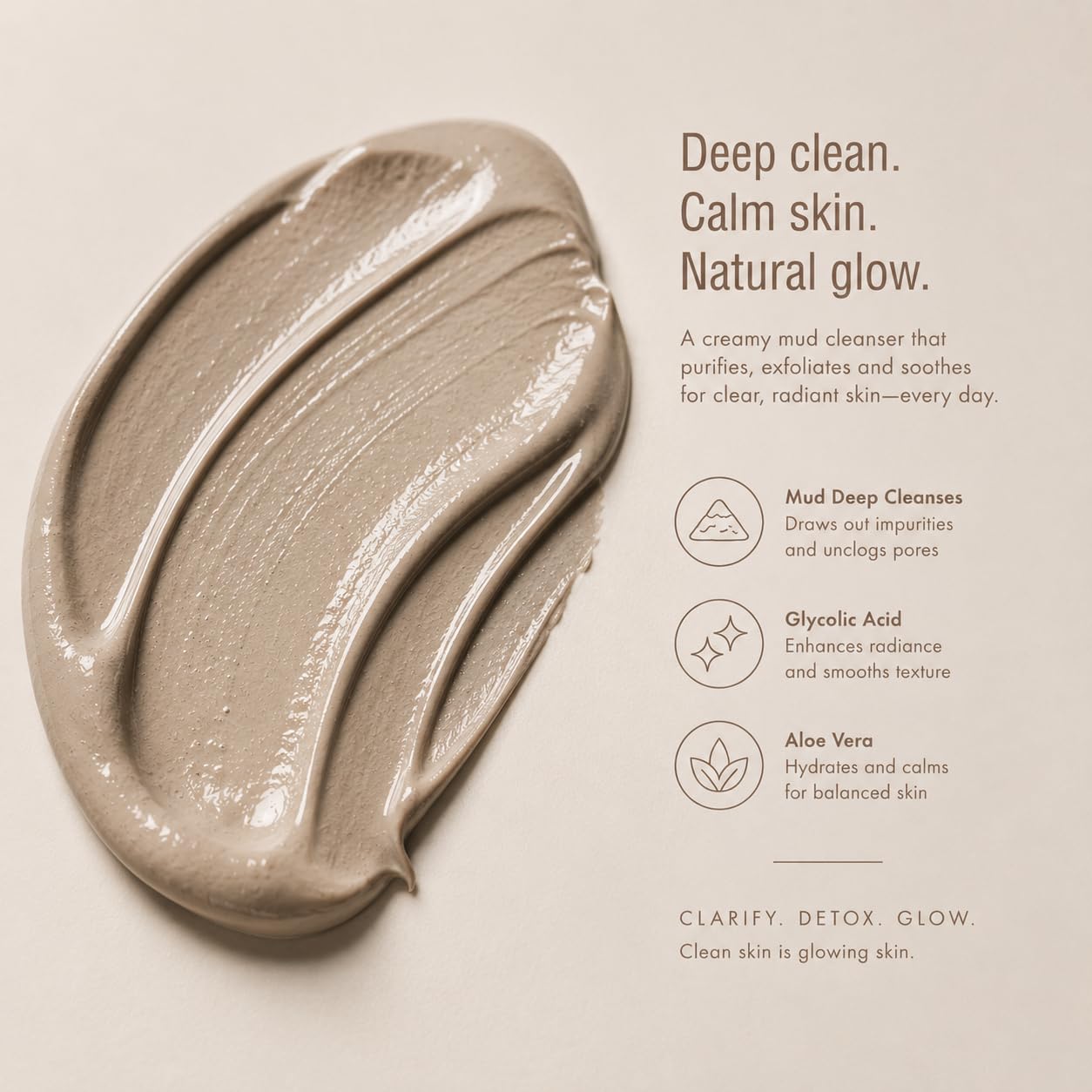 Pixi Beauty Glow Mud Cleanser | Limpiador Facial Diario Purificante con 5% de Ácido Glicólico | Exfolia y Purifica Suavemente los Poros y Ilumina sin Despojar la Piel | 135 ml / 4.57 fl oz