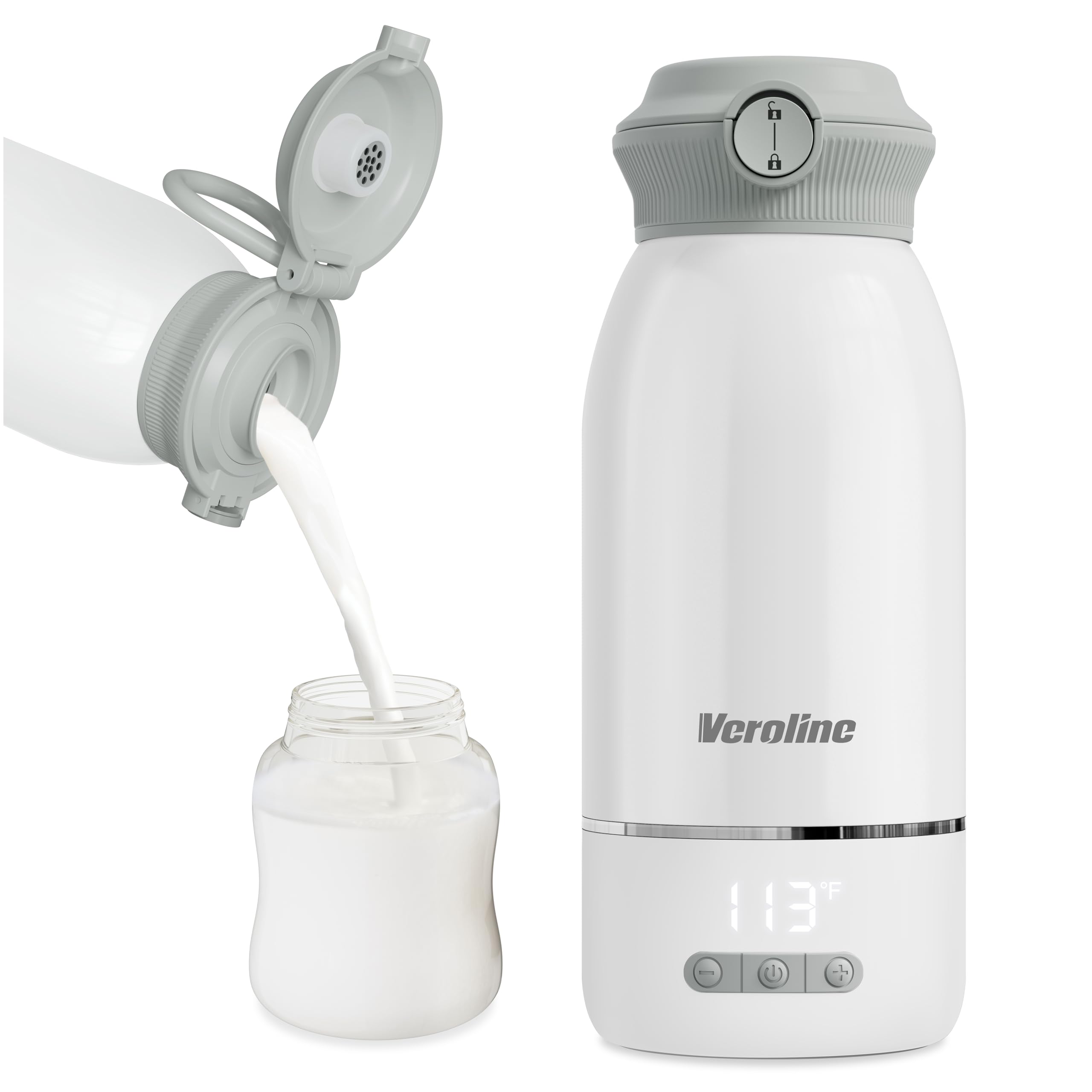 Portable Bottle Warmer, 17 Oz Travel Bottle Warmer with Super Fast Charging, Rechargeable Baby Bottle Warmer with Adjustable Temperature & Keep Warm for Formula, Cordless Water Warmer Outdoor